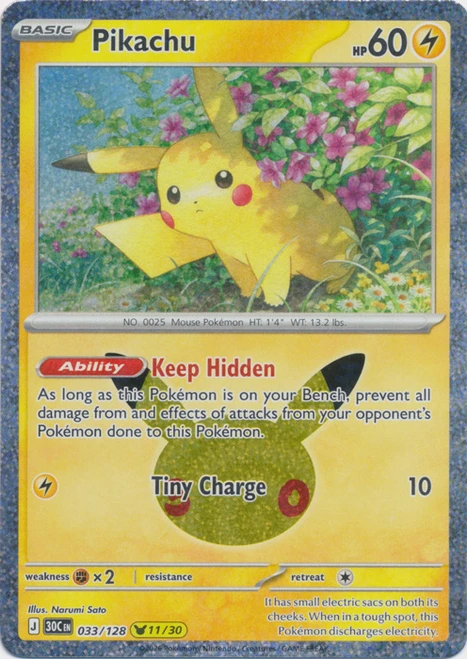 30th Celebration 033/128 Pikachu 11/30 (Holo)