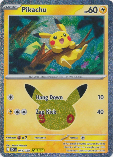 30th Celebration 041/128 Pikachu 19/30 (Holo)