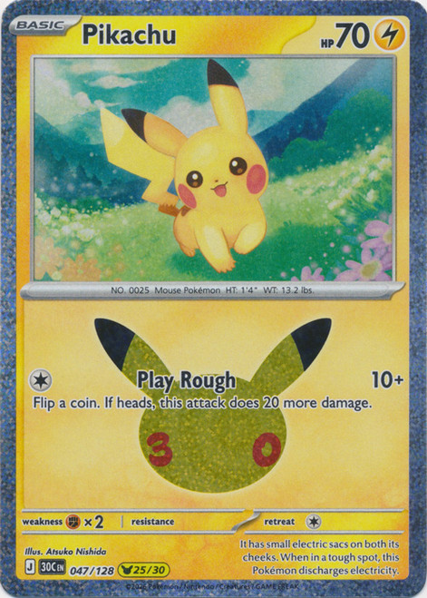 30th Celebration 047/128 Pikachu 25/30 (Holo)