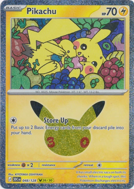 30th Celebration 048/128 Pikachu 26/30 (Holo)