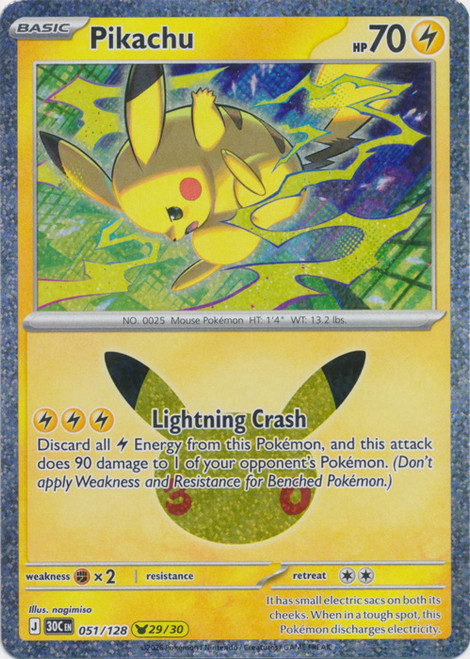 30th Celebration 051/128 Pikachu 29/30 (Holo)