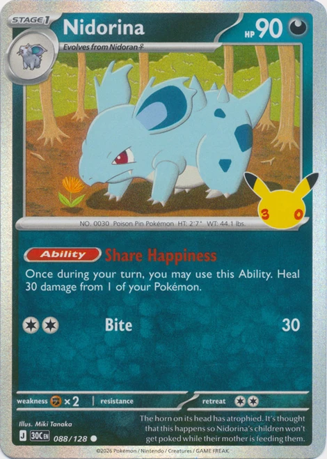 30th Celebration 088/128 Nidorina (Holo)