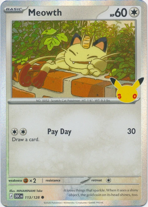 30th Celebration 113/128 Meowth (Holo)