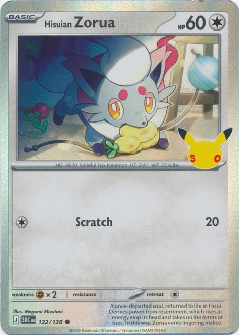 30th Celebration 122/128 Hisuian Zorua (Holo)