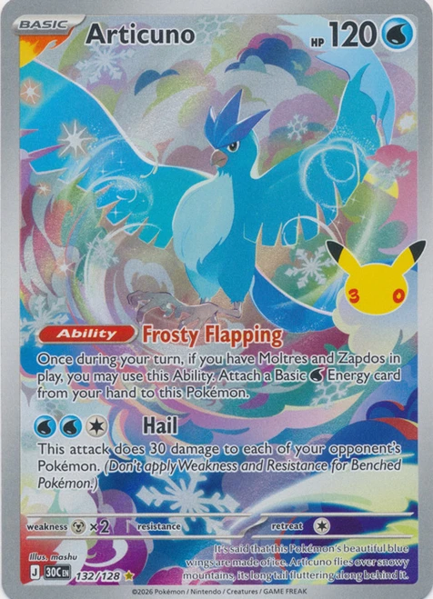 30th Celebration 132/128 Articuno (Illustration Rare)