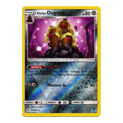 alolan dugtrio pokemon card value perfect for serious collectors and enthusiasts of the Pokmon Trading Card Game. SM Unbroken Bonds 122/214 Alolan