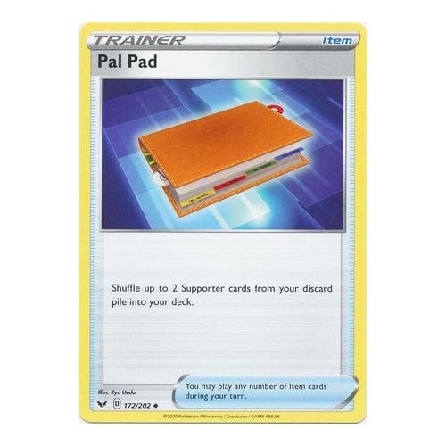 pal pad pokemon card - 172/202 - Sword & Shield You may play any number of Item cards during your turn Pal Pad U 069/078 1