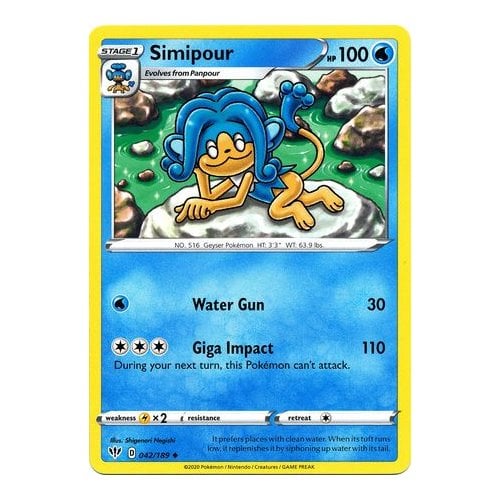 simipour pokemon card value - 42/189 - Darkness Ablaze not actual card. 2020 Pokemon SIMIPOUR 042/189 HP100
