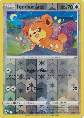 teddiursa pokemon card TCG Colorless Colorless Scratch (10) Weakness Fighting ×2 Retreat Cost Teddiursa 126 SWSH07 Evolving Skies