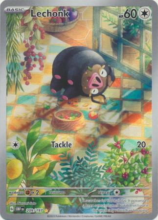 lechonk pokemon card value - 209/197 - Obsidian Flames - Illustration Rare Collect Draw a card Get a Lechonk Promo Card