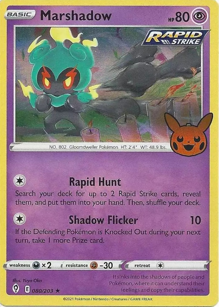 Evolving Skies 080/203 Marshadow (Pikachu Pumpkin Holo Stamp) | Magic  Madhouse