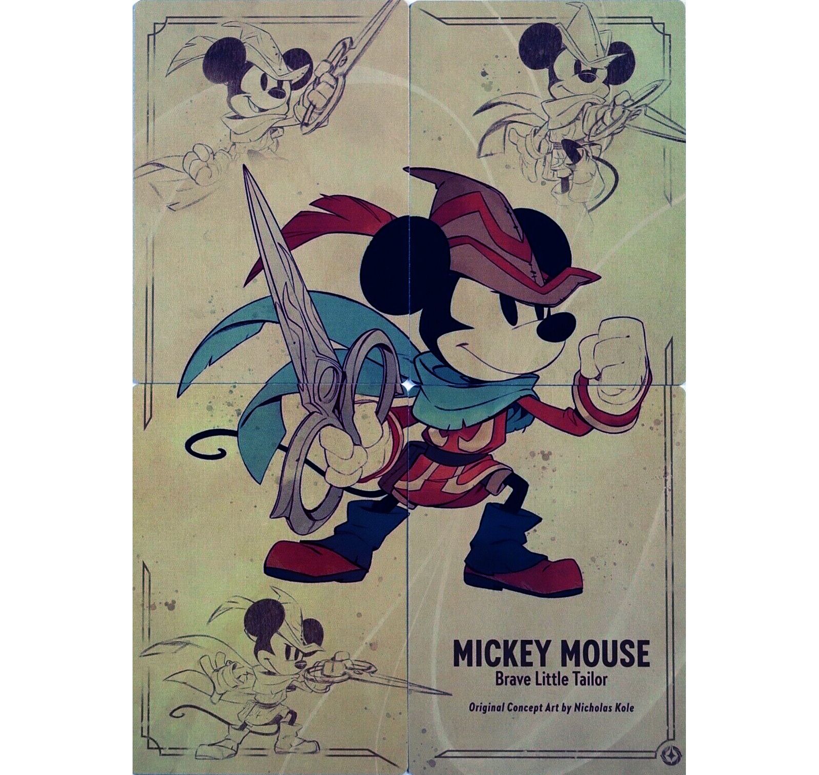 Complete Set of 4 Mickey Mouse Brave Little Tailor Art Cards | Magic Madhouse Complete Set of 4 Mickey Mouse Brave Little Tailor Art Cards | Magic Madhouse