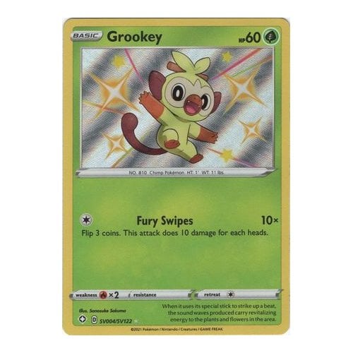 grookey pokemon card value Reverse - Sword & Shield Pokmon 010/202 Grass Grass Shining Fates SV004/SV122 Grookey (Holo)