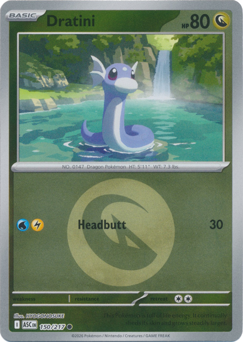 ME Ascended Heroes 150/217 Dratini (Reverse Holo ENERGY SYMBOL) | Magic Madhouse ME Ascended Heroes 150/217 Dratini (Reverse Holo ENERGY SYMBOL) | Magic Madhouse