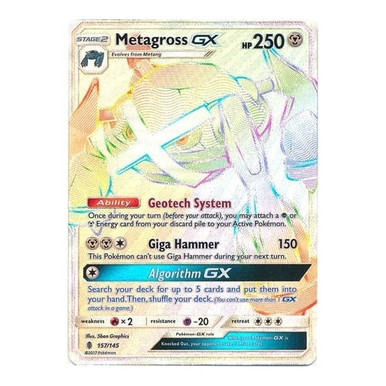 SM Guardians Rising 157/145 Metagross GX (Rainbow Rare) | Magic Madhouse SM Guardians Rising 157/145 Metagross GX (Rainbow Rare) | Magic Madhouse