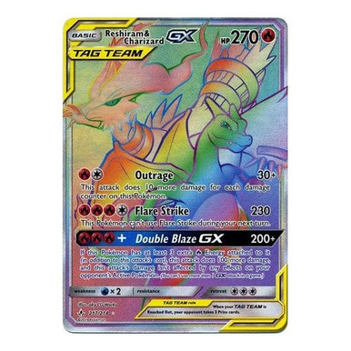 SM Unbroken Bonds 217/214 Reshiram & Charizard GX (Rainbow Rare