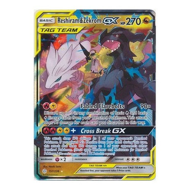 Reshiram & Zekrom GX 222/236 SM Cosmic Eclipse Holo Ultra Rare