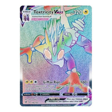 Rainbow SV113/SV122 Toxtricity VMAX - 196/192 Secret Rare Pokemon Card  (Sword & Shield Rebel Clash) Rainbow Price