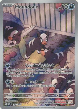 204 197 pokemon card SV Obsidian Flames 204/197 Houndour (Illustration Rare)