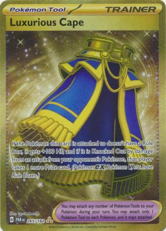 luxurious cape pokemon card value - 265/182 - Paradox Rift - Hyper Rare - Gold Foil it gets +100 HP Luxurious Cape - Paradox Rift