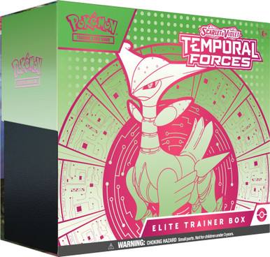 Pokemon Scarlet and Violet Temporal Forces Elite Trainer Box Iron Leaves (Green & Pink)