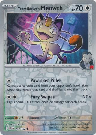 SV Destined Rivals 149/182 Team Rocket's Meowth (Reverse Holo