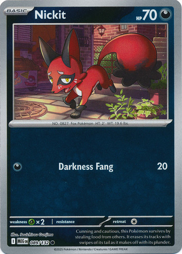 nickit pokemon card 089/132, Thievul 090/132, Mega Darkness Colorless Pokmon TCG Japan's Raging Surf: