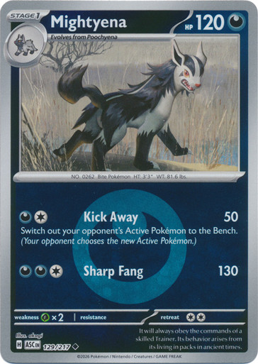 ME Ascended Heroes 129/217 Mightyena (Reverse Holo ENERGY SYMBOL)、Pokemon、kayou