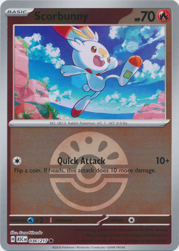 ME Ascended Heroes 036/217 Scorbunny (Reverse Holo BALL SYMBOL)、Pokemon、kayou