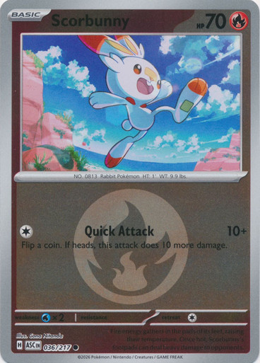 ME Ascended Heroes 036/217 Scorbunny (Reverse Holo ENERGY SYMBOL)、Pokemon、kayou