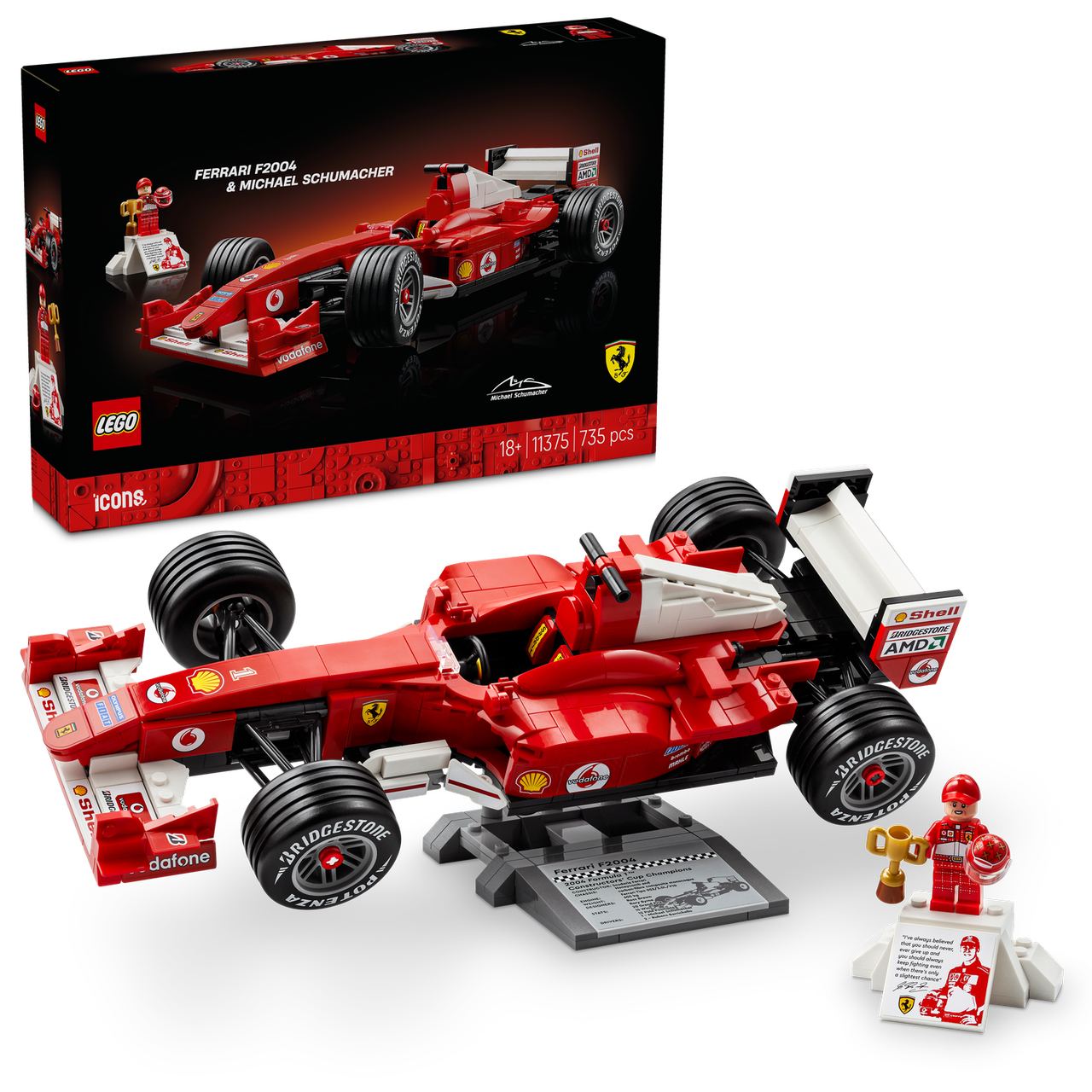 LEGO Icons Ferrari F2004 & Michael Schumacher Model Car 11375