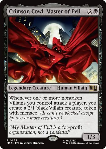 Magic: The Gathering Crimson Cowl, Master of Evil Marvel Super Heroes Commander Card in Black | Condition: Mint / Near Mint view 2