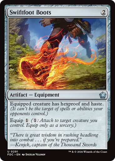 Magic: The Gathering Swiftfoot Boots Foundations Commander Card in Colourless | Condition: Mint / Near Mint