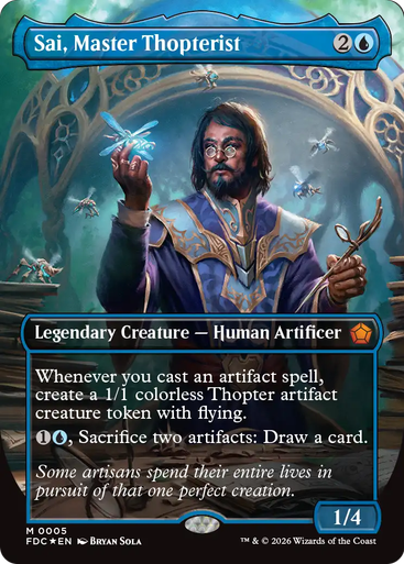 Magic: The Gathering Sai, Master Thopterist Foundations Commander Card in Blue | Condition: Mint / Near Mint