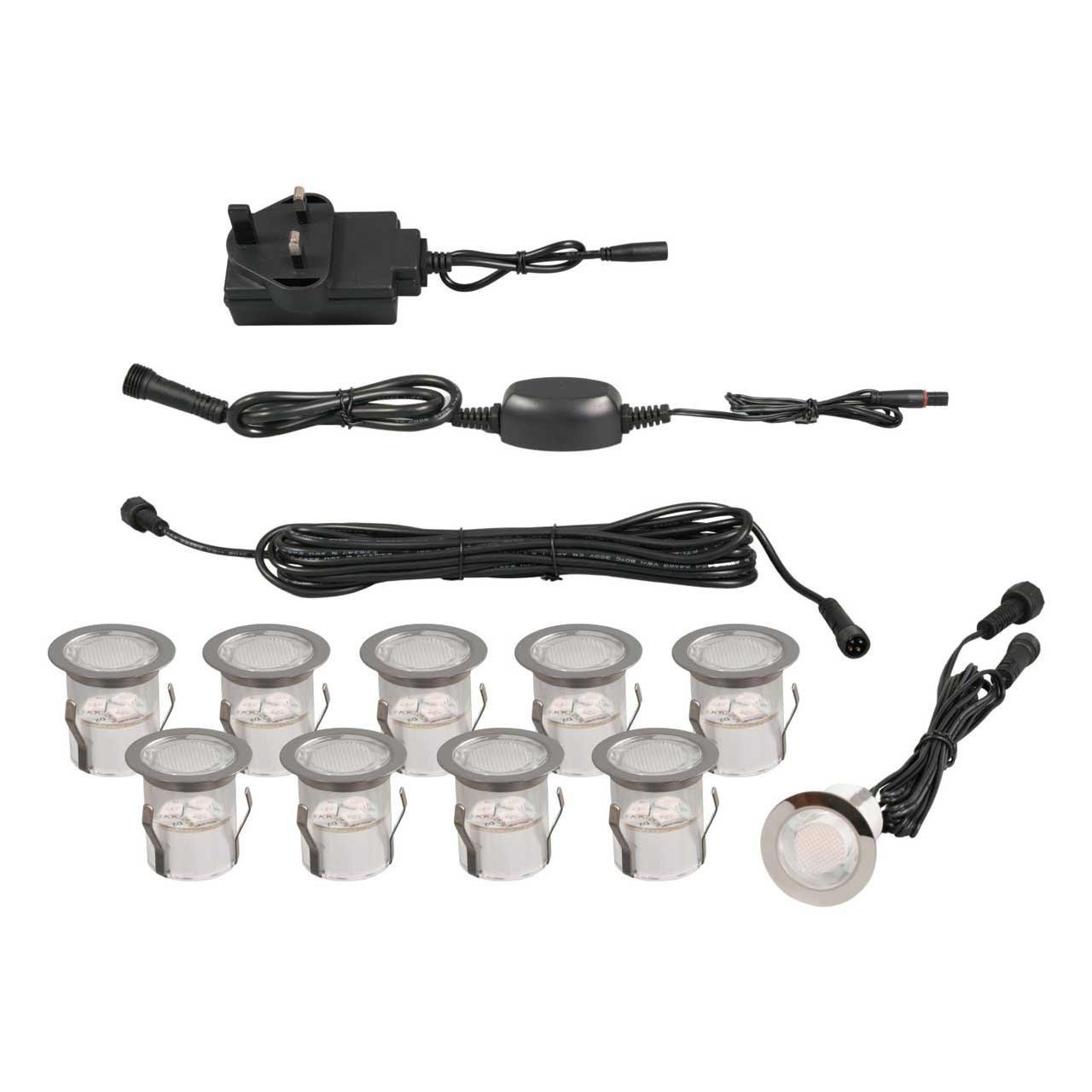 Zink BARU Stainless Steel 10 x LED Smart Colour Changing Deck Light