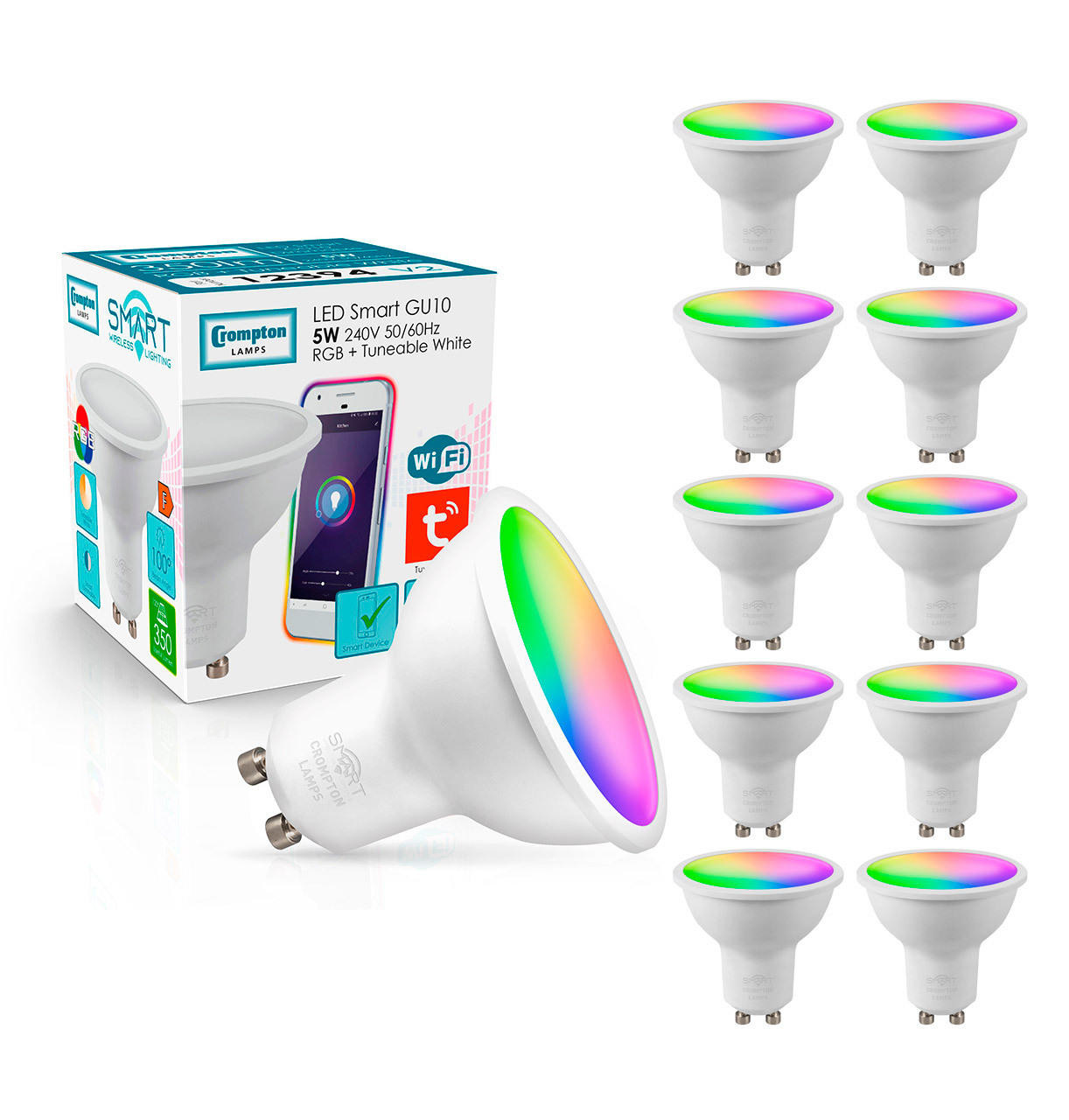 2 pack Smart WiFi Bulb 5W Spotlight RGB + Cool + Warm Light