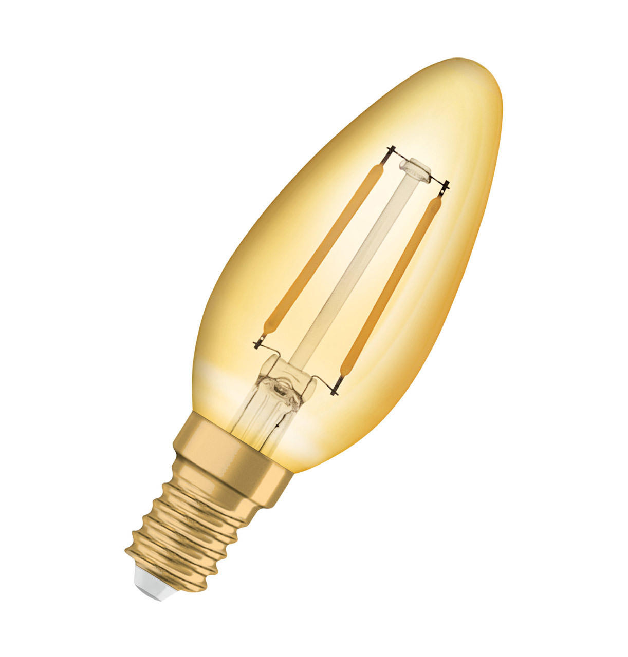 Osram LED Candle 2.5W E14 2400K Gold | Lightbulbs Direct