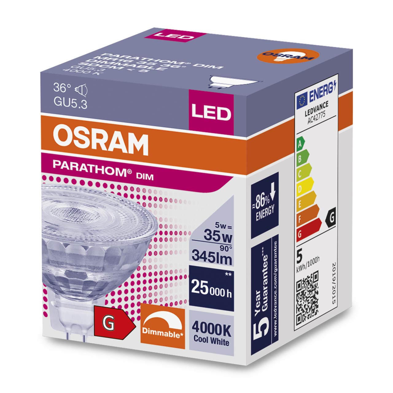 Osram LEDVANCE 35w MR16 36deg 12v M281 - Lampshoponline