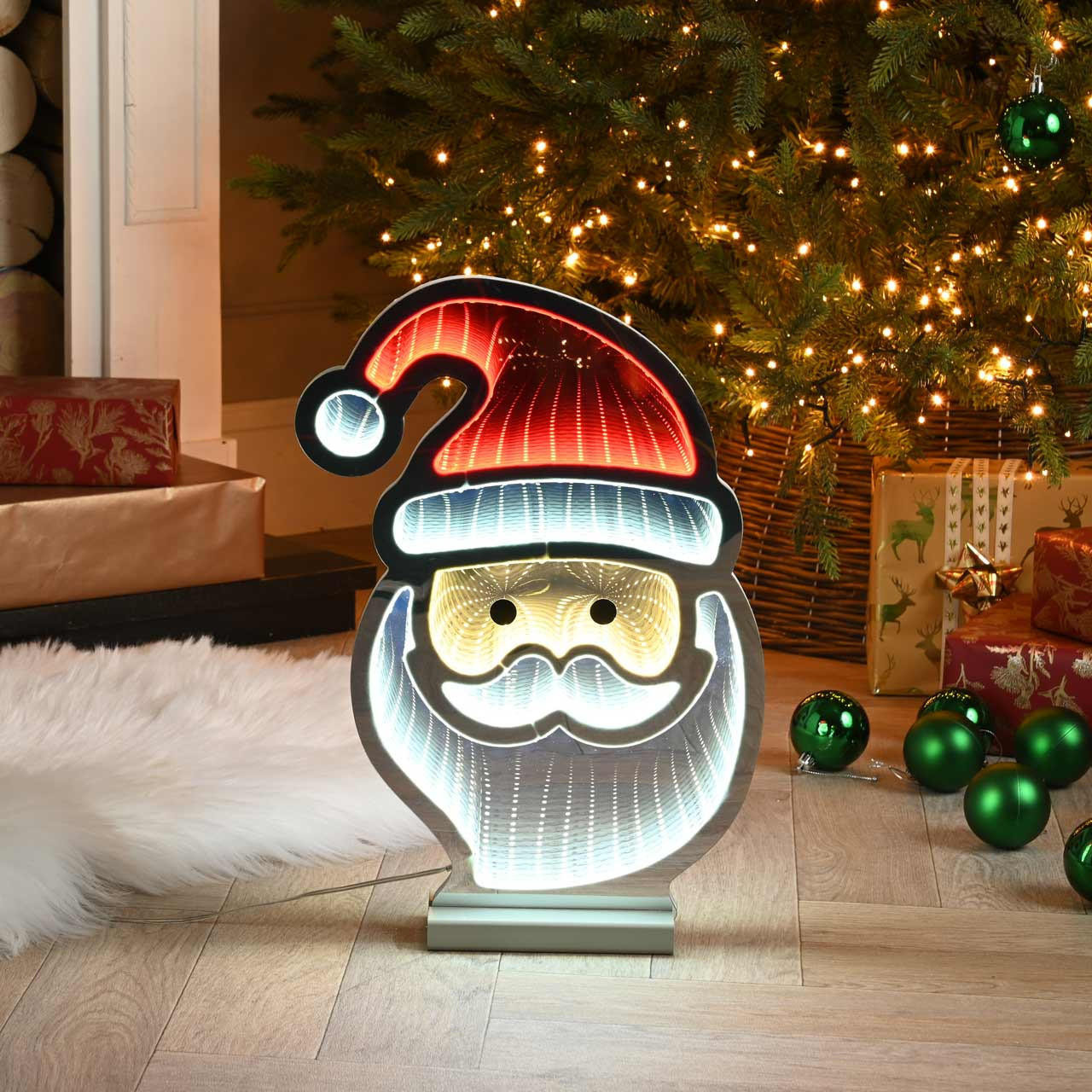 Festive 40cm Santa Face Infinity Light | Lightbulbs Direct