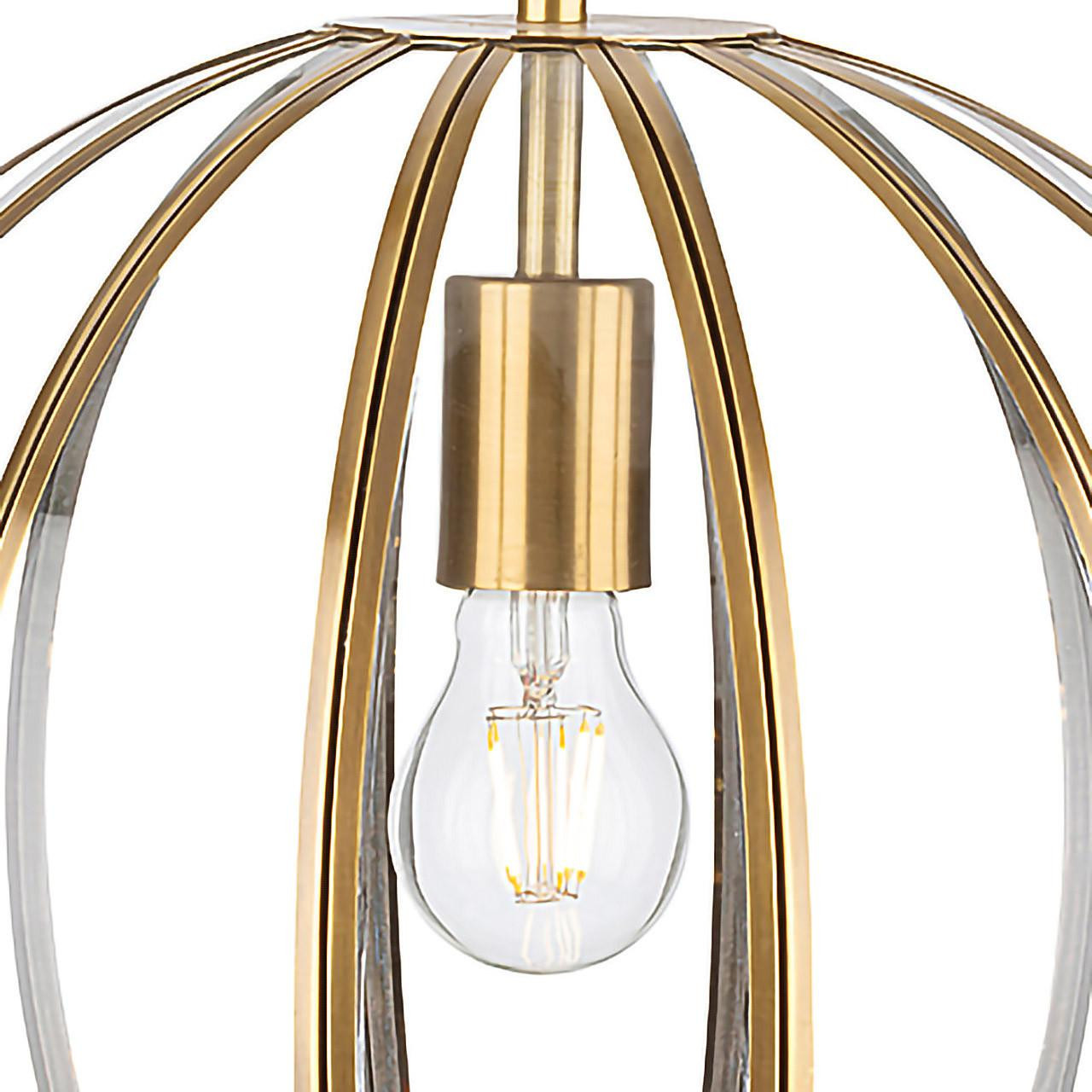 Firstlight Lincoln Round-Shaped Pendant Light Clear in Antique Brass ...