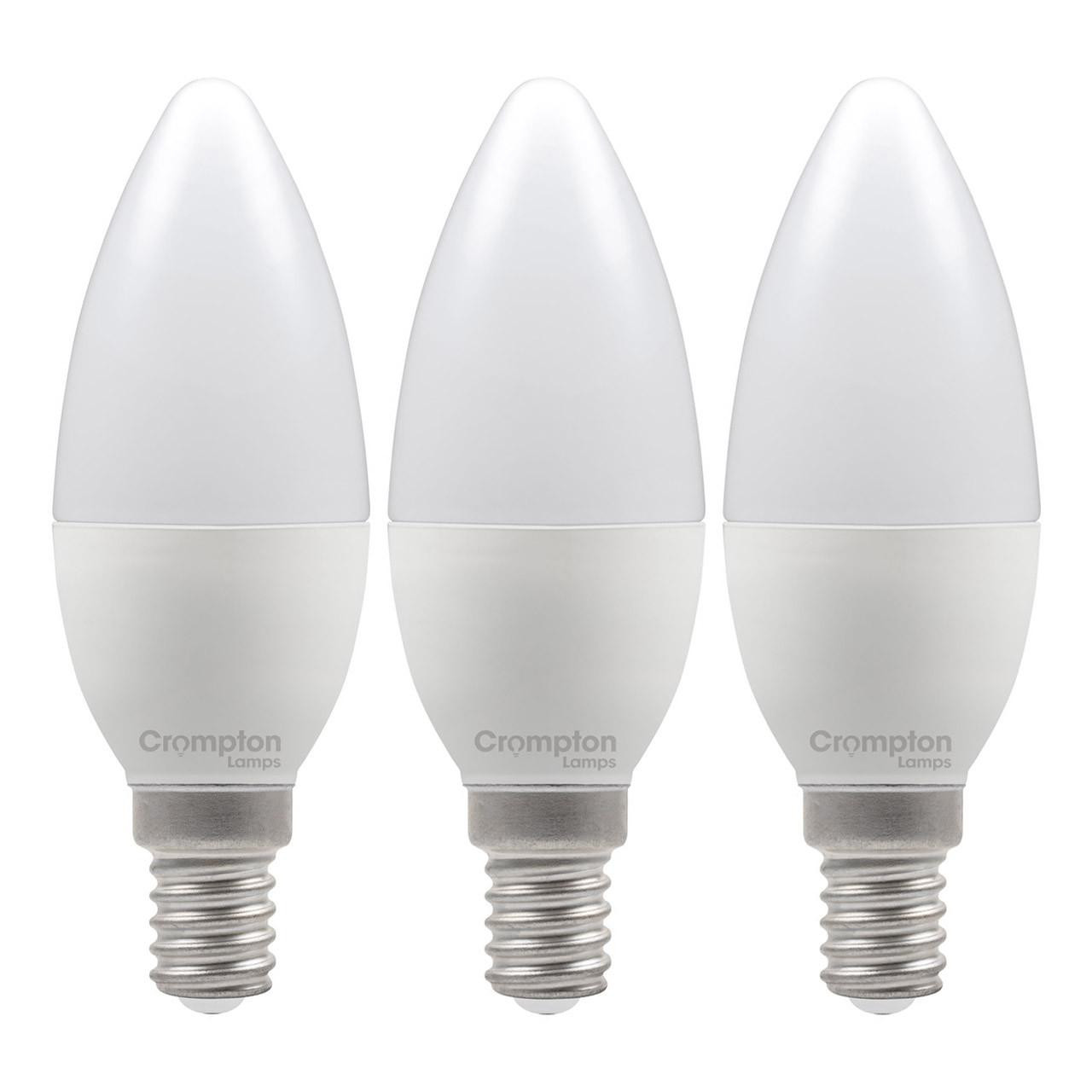 Crompton LED Candle E14 6.5W 6500K Opal 3-Pk | Lightbulbs Direct