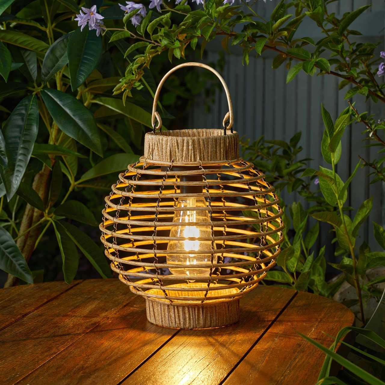 Smart Solar Terra Lantern – Natural Finish