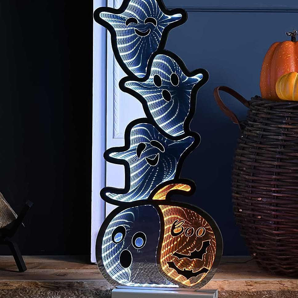 Festive 60cm Halloween Ghosts Pumpkin Infinity Light | Lightbulbs