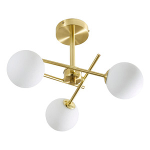 Spa Lindos 5 Light Semi-Flush Ceiling Light Opal Glass and Satin Brass