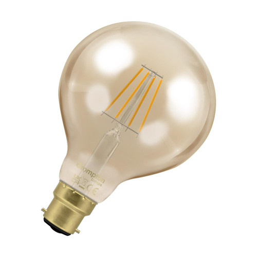 Crompton LED G95 Globe Light Bulb B22 4.5W Dim Extra Warm White 2200K Bayonet Antique Bronze
