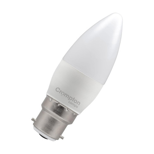 Crompton LED Candle Light Bulb B22 4.2W (40W Eqv) Cool White 4000K Bayonet Thermal Plastic Opal