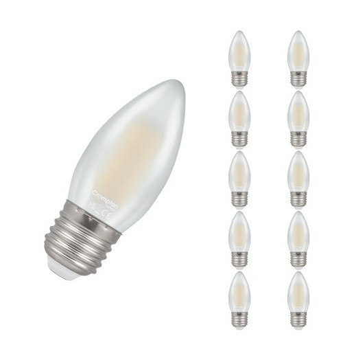 Crompton Lamps LED Candle 4.2W E27 Dimmable Filament (10 Pack) Warm White Pearl (40W Eqv)