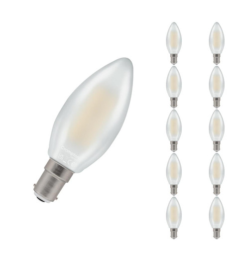 Crompton LED Candle Light Bulbs B15 4.2W Dim Warm White 2700K Small Bayonet Pearl (10 Pack)
