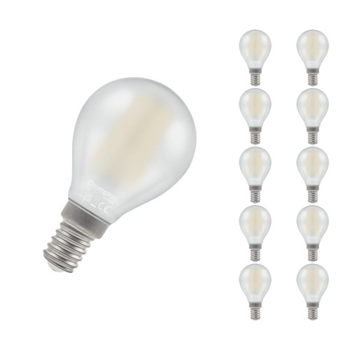 Crompton Lamps LED Golfball 4.2W E14 Dimmable Filament (10 Pack) Warm White Pearl (40W Eqv)