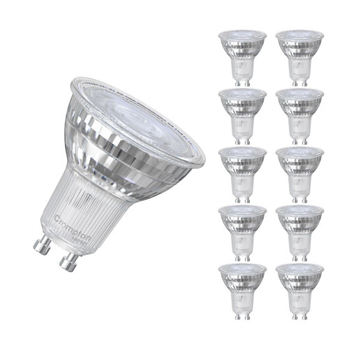 Crompton LED GU10 Spotlight Bulbs 3.7W Dimmable Warm White 2700K Glass Halogen Replacement (10 Pack)
